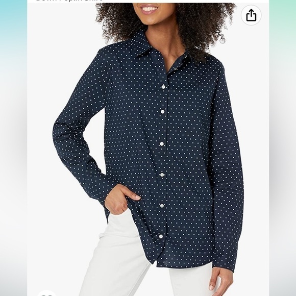 Women's Classic-Fit Long-Sleeve Button-Down Poplin Shirt NWT XS - Picture 5 of 5